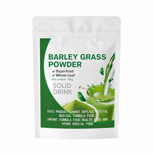 Polvo de Hierba de Cebada Orgánica: Superalimento de Hoja de Cebada 100% Natural y Puro, Bolsa Resellable de 100 g, Rico en Antioxidantes, Desintoxicante y Digestivo, Vegano y Sin Gluten(1pack)