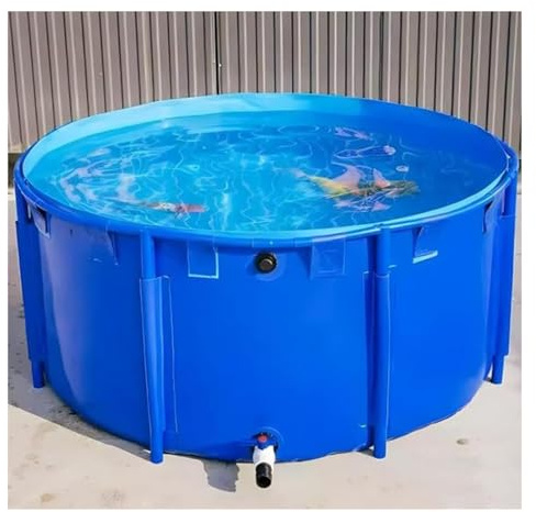 Aufstellteich, Runder Fischteich Für Den Außenbereich Mit Robustem Rahmen, Große, Zusammenklappbare Plane Für Den Außenbereich Koiteich(2713L/717GAL-2.4X0.6M (D X H))