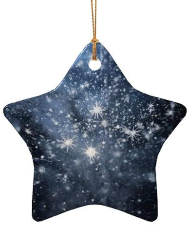 Decorazioni per albero di Natale sparse con fiocchi di neve – Ciondolo in ceramica a forma di stella, decorazione adatta per Natale e Ringraziamento