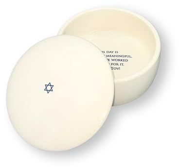 Susabella Bar Mitzvah or Bat Mitzvah Gift - Round Keepsake Box with Navy Blue Text - Mazel Tov, Star of David, Jewish Gift, Hebrew Gift