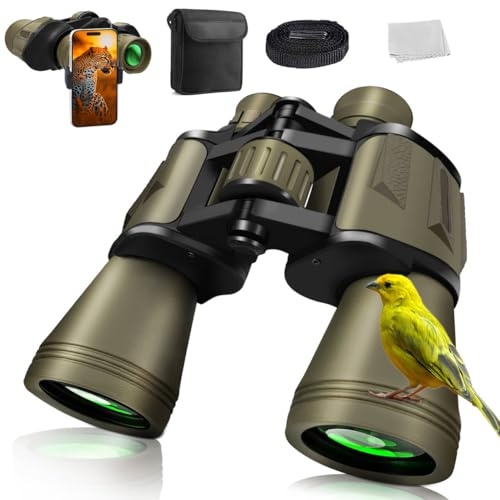 20 x 50 Jumelles pour Adultes avec BAK4 Prism, FMC lentille, Grand oculaire, Jumelles compactes et Portables, Idéal pour Observation des Oiseaux Voyage Observation de Chasse Les Concerts