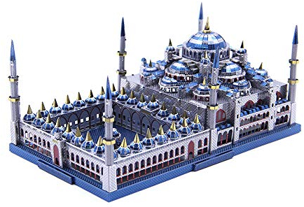 Microworld 3D Metallpuzzle Türkei Blau Moschee Architektur Montieren Modellbausätze J029 DIY 3D Laser Cut Assemble Jigsaw Toy