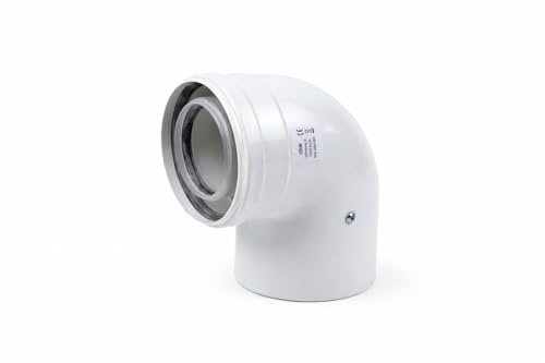 Uzman-Versand, 90° Konzentrische Luft-/Abgasbogen Ø 80/125 mm, Innen Kunststoff PP/Außenrohr Kunststoff PP.. DN 80/125 Bogen, Winkel, Abgas-Rohr Abgassystem Doppelrohr, Abgasrohr,