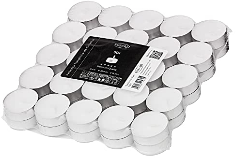 EDZARD 50 Stück Teelichter weiß, Premium Wachs, Alu-Cup, Durchmesser 39 mm, ohne Duft, Brenndauer 4 Stunden