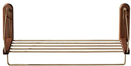 MRDAER Double-Layer Yellow Multifunctional Wall-Mounted Towel Rack with Brass and Solid Wood Nail-Free Glue Installation-Length 70CM Towel Storage Contemporary Style Multi-Function Easy to Install