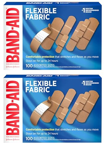 BAND-AID Brand Flexible Fabric Adhesive Bandages with Memory-Weave Fabric, Quilt-Aid Comfort Pad & Hurt-Free Pad; Wound Care for Minor Cuts, Scrapes, & Wounds, Assorted Sizes, 2 x 100 Count