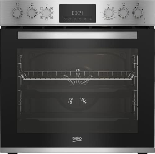 Beko BBUM12321X Einbauherdset/AeroPerfect/Glaskeramik-Kochfeld/Multifunktionsdisplay/versenkbare Bedienknebel, Edelstahl