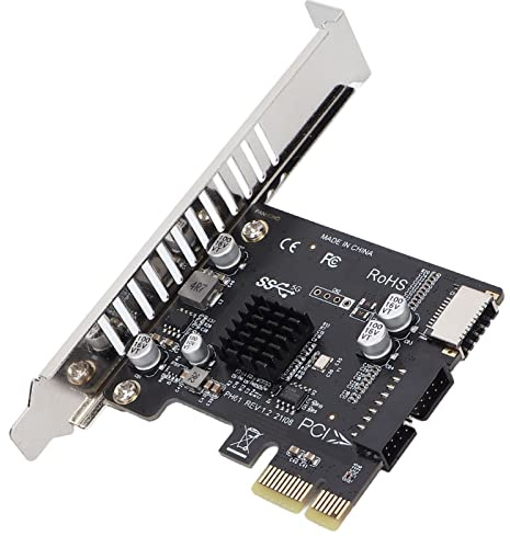 Dpofirs Desktop Hard Disk Expansion Transfer PCIE 1x auf USB 3.1 Adapterkarte, Anschluss 1: USB 3.0 20Pin Buchse, Anschluss 2: USB 3.1 20Pin Frontplattenanschluss