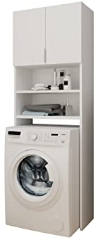 Mirjan24 Badezimmerschrank für die Waschmaschine Mosa, Waschmaschinenschrank, Badhochschrank, Badschrank, Badregal (Weiß.)