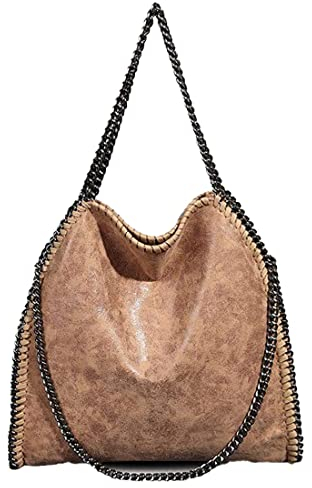 ZIYUEZIKUN Umhängetaschen für Frauen Damen Kette Umhängetasche Kettentasche Taschen für Damen Casual Handtasche große Hobo Schultertasche (Orange)