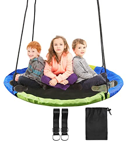 REDCAMP Dondolo a nido da 110 cm, per bambini, per interni ed esterni, grande altalena rotonda per alberi, capacità di carico 226,8 kg, ideale per albero, cortile, parco giochi, facile da installare,