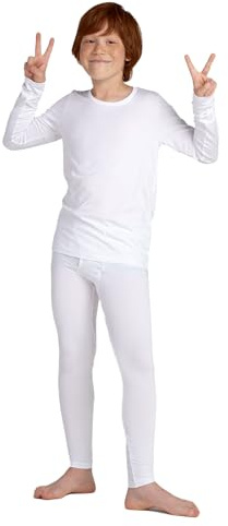 LAPASA Pojkar, innerfleece, termoundertröja, byxor, skidunderkläder, funktionella underklädesset för barn, 4–13 år (Thermoflux B03), Vit, 13 år