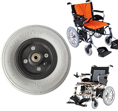 200X50, Roues de Rechange pour Fauteuil Roulant électrique, Pièces de roulettes Avant pour Fauteuil Roulant de 8 Pouces pour La Plupart des Fauteuils Roulants électriques, Pneus Pneumatiques
