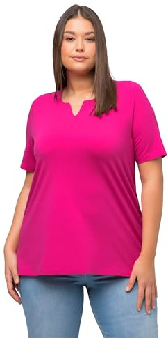 Ulla Popken Camiseta de Manga Corta con Cuello de Túnica Camiseta Mujer (Pack de 1)