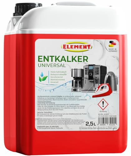 Descalcificador universal de 2,5 l en bidón de 2,5 litros para cafetera automática y cafetera, concentrado con indicador de color, uso universal para limpieza de equipos