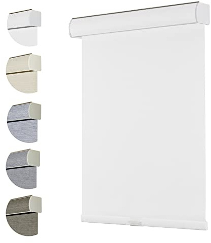 Persilux Custom Size Free-Stop Cordless 100% Blackout Blinds for Window Roller Shades with Valance UV Protection Thermal Insulated Roller Blinds for Windows Shades for Home, Bedroom, Office, White