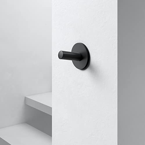 Keuco Reva Handtuchhaken, ohne Bohren, Metall schwarz matt, Made in Germany, für Handtücher und Bademäntel, inkl. Klebeset und Schraubset, Wandhaken zum Kleben oder Schrauben