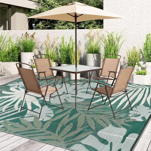 Homcomodar Large Outdoor Rug for Patio Waterproof 180x270cm Plastic Straw Rug Reversible Garden Rugs UV Resistant Camping Mat for Outdoor Garden Beach Balcony Picnic