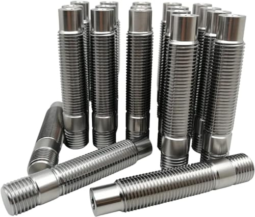 RISON-Titanium 20 Stück Stehbolzen Umbau Set, Auto Verlängerter Radbolzen Titan Radschrauben, M14x1.5x75mm Titan Radbolzen-Umrüstsatz Erweiterte Radbolzen Rändelbolzen Doppelendbolzen