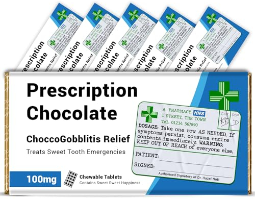 KadoBox - Funny Prescription Chocolate Bar Wrapper x 6 pcs (Chocolates not included) - Get Well Soon Gifts, Teacher Gifts, Funny Gifts for Women, Men, Teachers