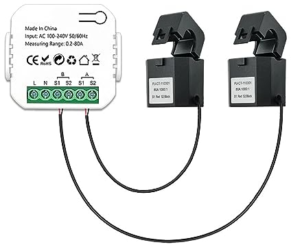 Funien Stromzähler,WiFi Intelligentes Energiemessgerät Solar-PV-System Stromproduktion Verbrauch Bidirektionales Überwachungsmessgerät Mobiltelefon-APP-Steuerung Leistungsmonitor mit CT
