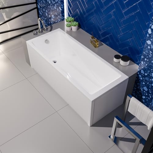 ECOLAM Badewanne Wave 120x70cm Schürze Acryl Rechteck Ablauf Füße Silikon | Weltbekannter Hersteller Top Qualität echtes Sanitäracryl modern Verkleidung keine Fliesen nötig raumsparend kleine Wanne