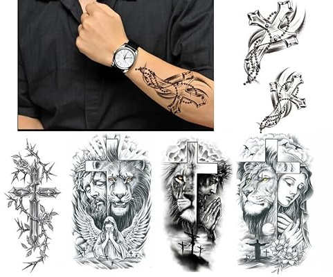 5 Blätter Temporary Religiöses Kreuz Jesus Tattoo Cross5