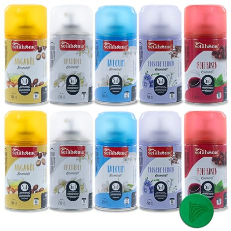 Aktivhandel Lufterfrischer Nachfüller, Raumspray Mix Set 5x2 Düfte, Nachfülldose kompatibel mit Airwick, Febreeze, Glade, inkl. Einkaufswagenchip