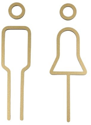 Tocone Adhesivo Acrílico Señales Baño Signo Mujer Hombre Placa Puerta WC Señalización Aseos (Oro)