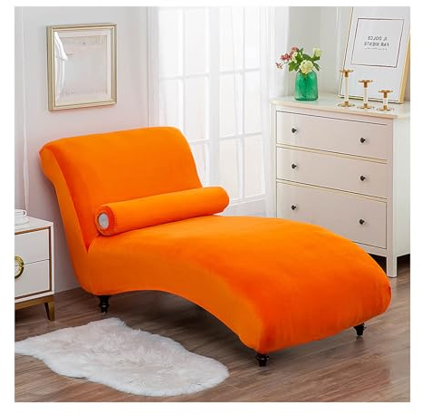 Mswborml Samt Chaiselongue Schonbezüge mit Rundem Kissenbezug, Elastische Relaxliege Schonbezug Ohne Armlehnen, Stretch Abdeckung Liegesessel Bezug Waschbar Sofabezug rutschfest Relaxsessel Bezüge,E