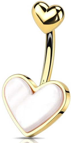 OUFER 14G Gold Herz Bauchnabelpiercing Chirurgenstahl 316L Bauchnabelpiercing Schmuck 10 mm Bauchnabelpiercing Ring Rosa Bauchnabelpircing Frauen