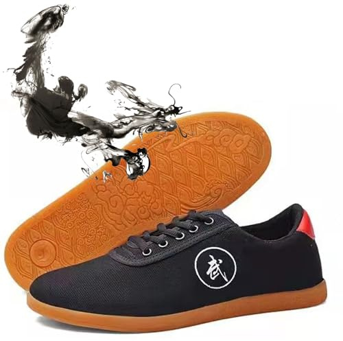 Scarpe da Karate Kung Fu Tai Chi,Tai Chi Wu Shu Kung Fu Scarpe Unisex,Traspirante Antiscivolo Sport Palestra Sneaker Uomo e Donna,Tai Chi Wu Shu Kung Fu Scarpe(Size:44EU,Color:Black)