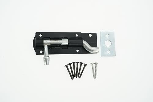Epoxidharz-Schieberiegel, schwarz, 10,2 cm Hals, Eisen, Schiebeschloss, robuster Türriegel, ideal für Gartentor, Schuppen, Scheune, Schiebetüren