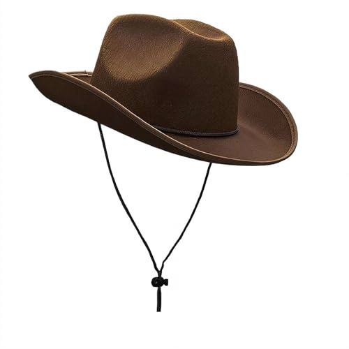 Cowboyhüte für Damen und Herren, klassischer Kinder-Cowboyhut, Western-Kopfbedeckung für Mottopartys, Halloween, Outdoor-Reisen (Braun)