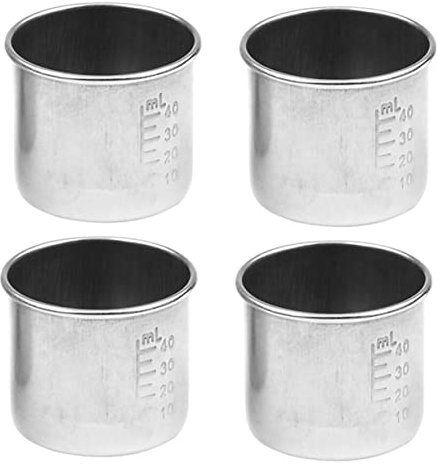 Warmhm Tazza Graduata Per Uso Domestico e Misurino Multifunzione in Acciaio Inox 304 Da 40 Ml, Resistente Marcature Indelebili, 4 Pezzi Per Dosaggio Preciso Di Medicinali e Fluidi Ospedalieri