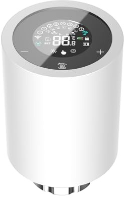 MISNODE Valvola Termostatica Intelligente per Radiatore, Smart Thermostat Wifi con Schermo LCD Touch, controllo remoto tramite App, Programma TRV, Funziona con Alexa e Google Home (Bianco)