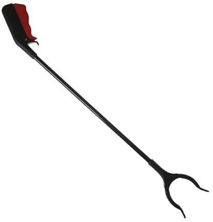 Recolector de Basura Largo de Acero Inoxidable Negro para Limpieza | Empuñadura Ergonómica Antideslizante, Uso Exterior y Doméstico, Pensado para Personas Mayores