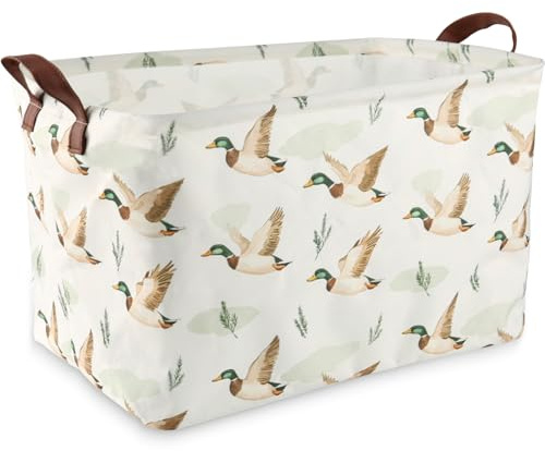 LIKEYO Mallard Duck Storage Basket - Mallard Duck Room Decor, Cute Waterproof Laundry Basket Storage Bin Collapsible Nursery Hamper Toy Box Decorative Hunting Decor for Bathroom Nursery Room Bedroom