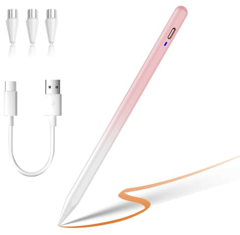 Stylet pour tablette Android avec 3 plumes POM, charge rapide de type C, stylet pour écrans tactiles, compatible avec Samsung/Huawei/Mi/Vivound d'autres appareils Android et tablettes - Rose gradient
