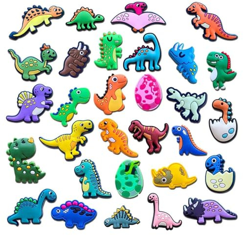 RowGlow Zapatos Charm Pins Adornos Para Croc Shoe Charm Accesorios Diy (Dinosaurio 30pcs)