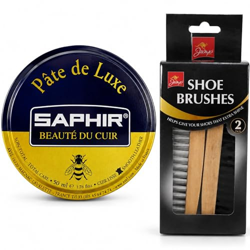 Cartology Black Shoe Polish Set With Shoe Cleaning Brush And Shoe Polish Brush - Luxury Saphir Boot Polish Kit For Leather Footwear, Premium Shoe Care Products