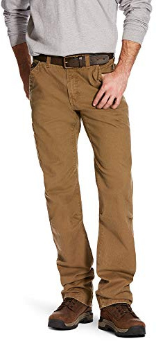 ARIAT Men’s Rebar M4 Relaxed DuraStretch Washed Twill Dungaree Boot Cut Pant Field Khaki