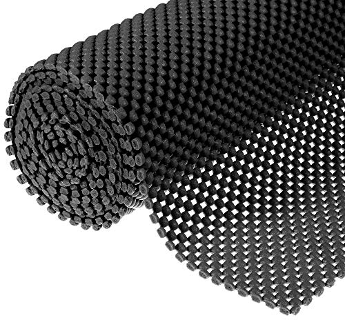 New Multipurpose Non-Slip Mat, Grid Pattern PVC Non-adhesive Grip Liner Shelf Liner Anti-slip Mat Drawer Liner Bathroom Kitchen Waterproof Floor Mat for Home&Office,Cars,Caravans-200x50x0.3cm (Black)