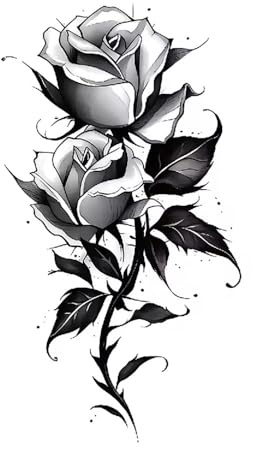 EROSPA® Tattoo-Bogen temporär - 2 Rosen mit Stiel - Wasserfest - 1 Bogen - 19 x 9 cm