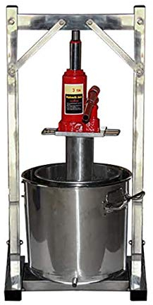 YUEWO Fruchtweinpresse Rostfreier Stahl Kräuterpresse, 100% Natursaftherstellung zum Filtration von Weinsaftresten (36L / 9.5Cal)