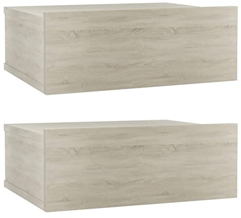 vidaXL Mesitas de Noche flotantes 2 uds contrachapada Roble 40x30x15cm