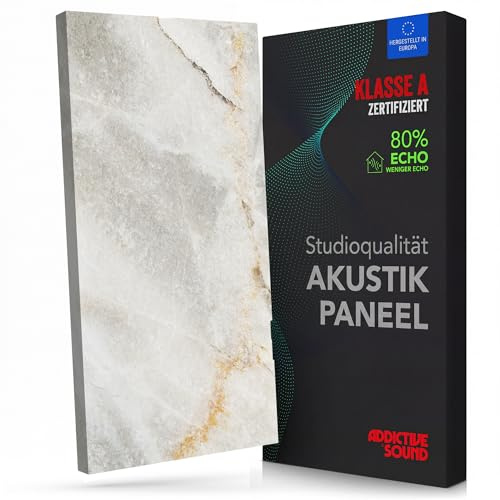 Addictive Sound Akustikbild Schallabsorber 100x50x6 cm, Marble 1 | Breitbandabsorber ab 100 Hz, Kunstdruck auf Akustikstoff, EU-Produktion, Wand- und Deckenmontage-Set inklusive