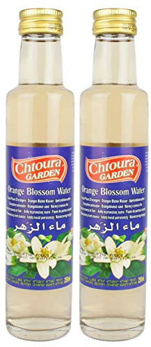 Chtoura Garden - Orientalisches Orangenblütenwasser ideal zum Backen und Kochen - Blütenwasser zur Aromatisierung von Süßspeisen, Backwaren und Getränken im 2er Set á 250 ml Glasflasche | Orientalisches Orangenblütenwasser Ideal zum Aromatisieren von Süßspeisen, Backwaren & Getränken.