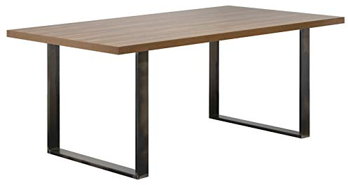 i-flair Esszimmertisch Macon 200x100 cm Kufentisch Holztisch Esstisch Kufengestell Tisch mit Tischplatte und Kufen - Nussbaum + Industrial