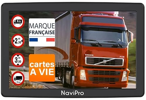 GPS Poids Lourd avec Camera DE RECUL sans Fil, Navipro PND, 9 Pouces, GPS pour Camion Bus Voiture, Ventouse Aimanté, Europe